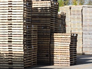 48x40 wooden pallets stacked upon one another